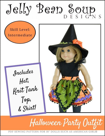 Jelly Bean Soup Designs 18 Inch Modern Halloween Party 18" Doll Clothes Pattern Pixie Faire