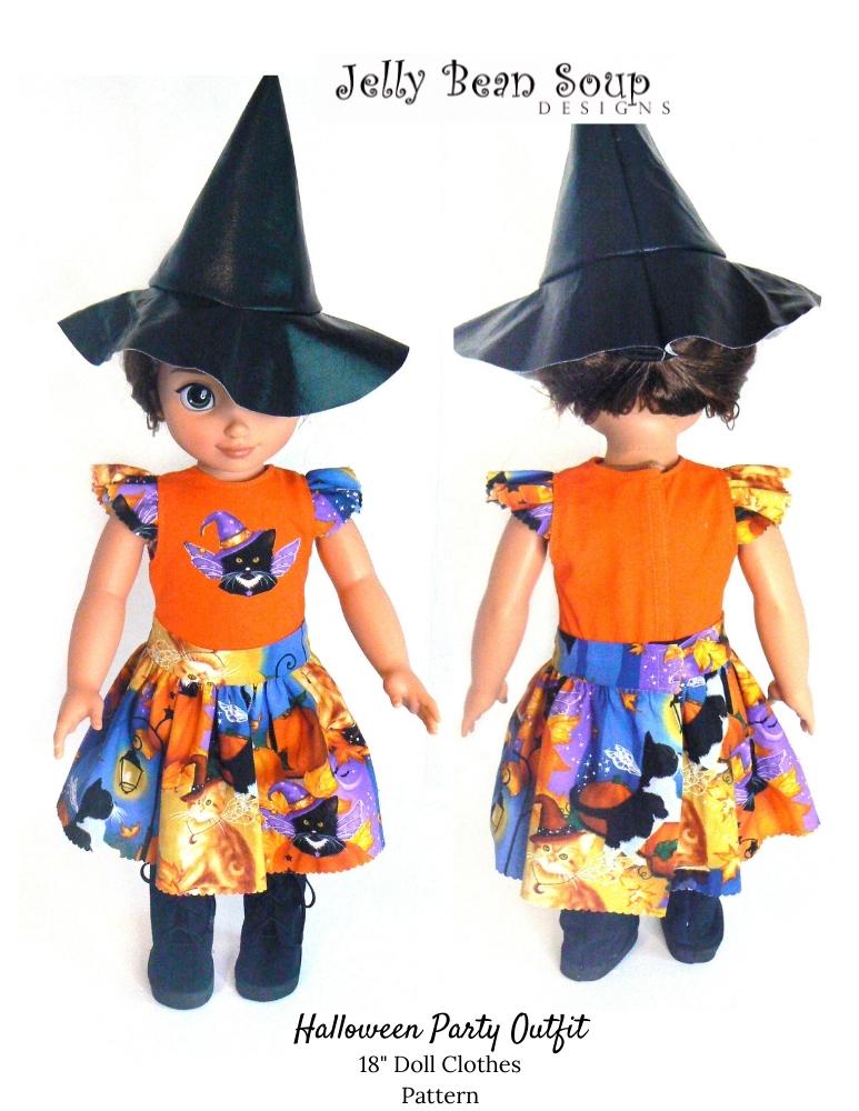 Jelly Bean Soup Designs 18 Inch Modern Halloween Party 18" Doll Clothes Pattern Pixie Faire