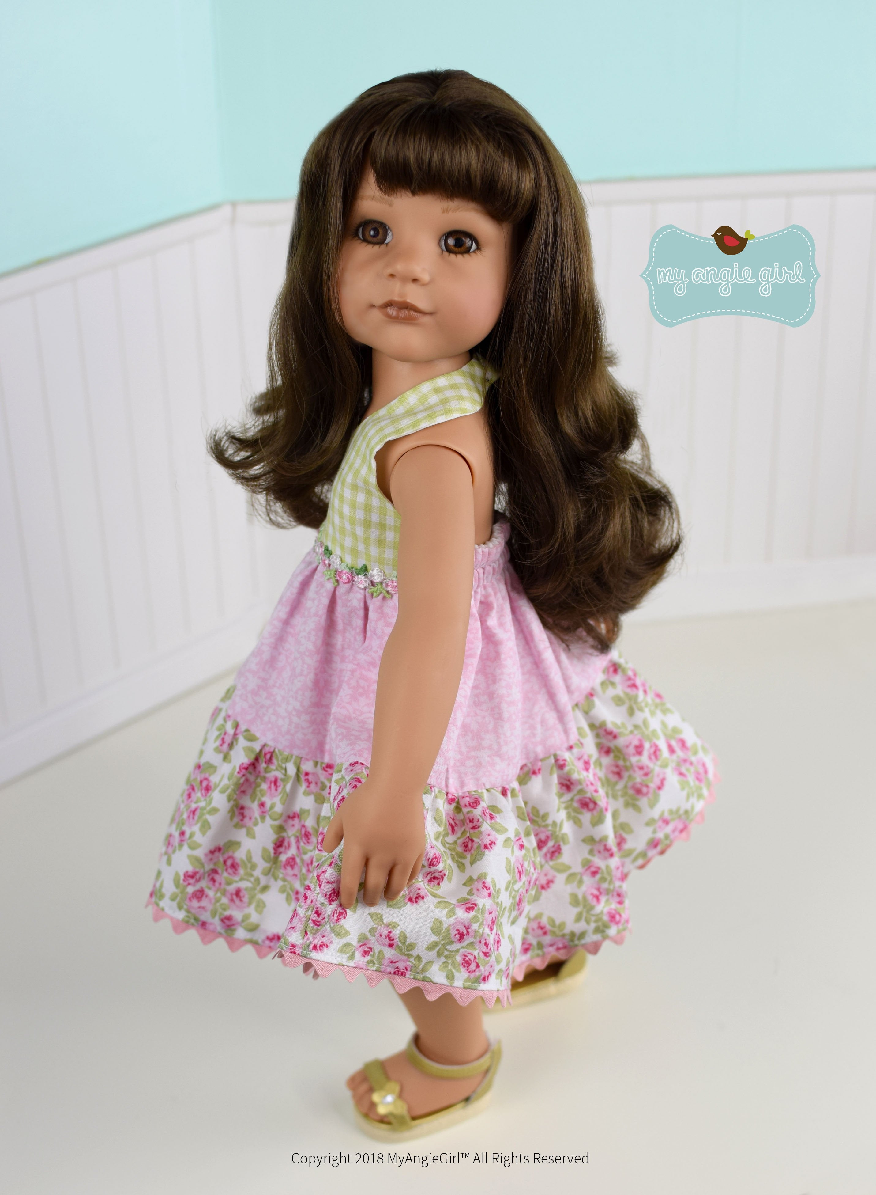 My Angie Girl 18 Inch Modern Halter Sun-Dress 18" Doll Clothes Pattern Pixie Faire