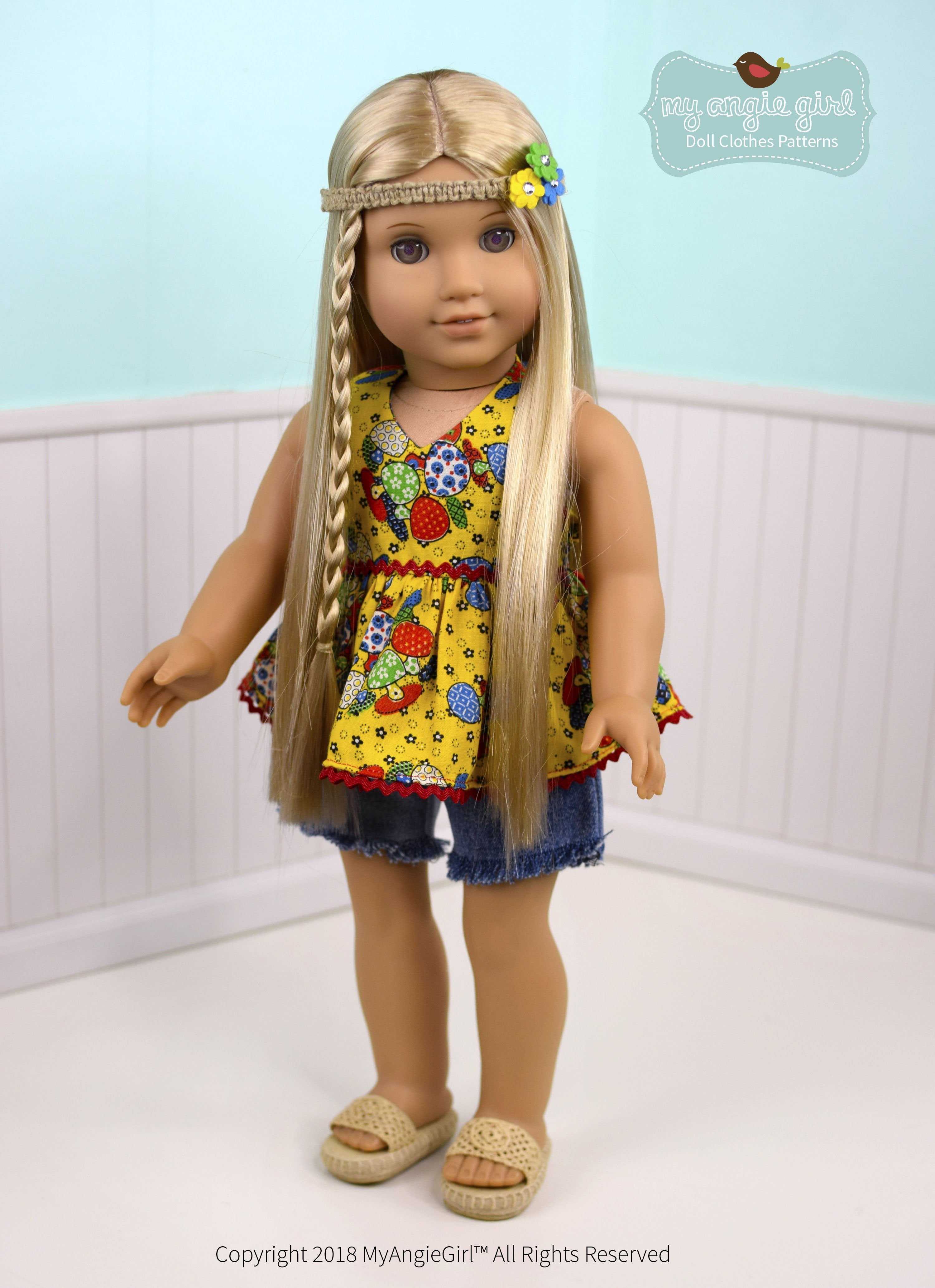 My Angie Girl 18 Inch Modern Halter Sun-Dress 18" Doll Clothes Pattern Pixie Faire