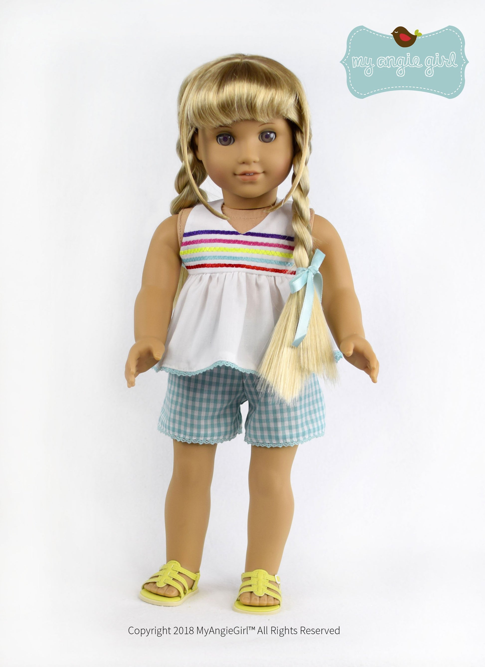 My Angie Girl 18 Inch Modern Halter Sun-Dress 18" Doll Clothes Pattern Pixie Faire