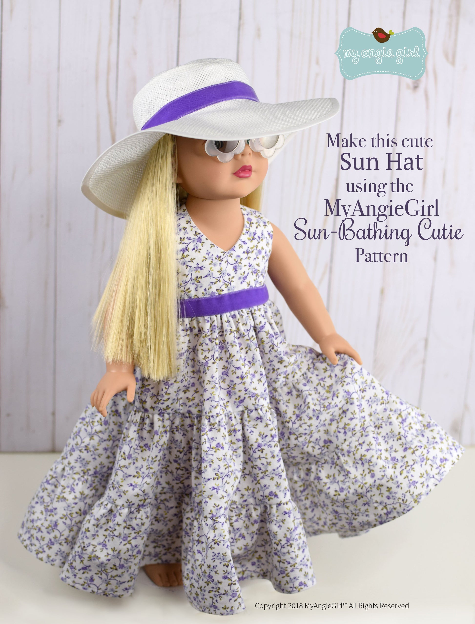 My Angie Girl 18 Inch Modern Halter Sun-Dress 18" Doll Clothes Pattern Pixie Faire