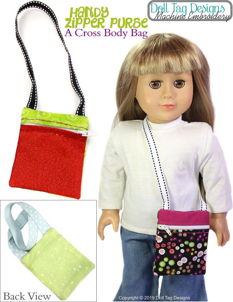 Doll Tag Clothing Machine Embroidery Design Handy Zipper Purse 18" Doll Machine Embroidery Designs Pixie Faire