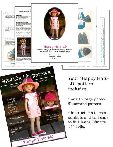 Sew Cool Separates Little Darling Happy Hats Pattern for Little Darling Dolls Pixie Faire