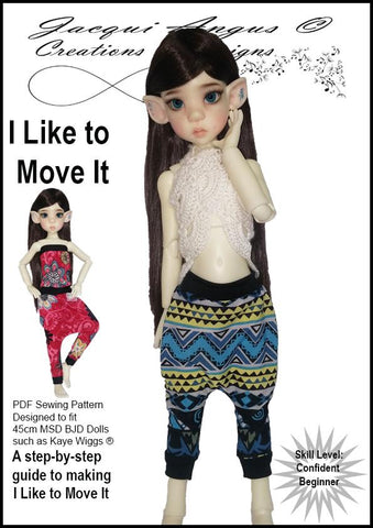 Jacqui Angus Creations & Designs BJD I Like To Move It - Harem Slacks and Jumper Pattern for MSD Ball Jointed Dolls Pixie Faire