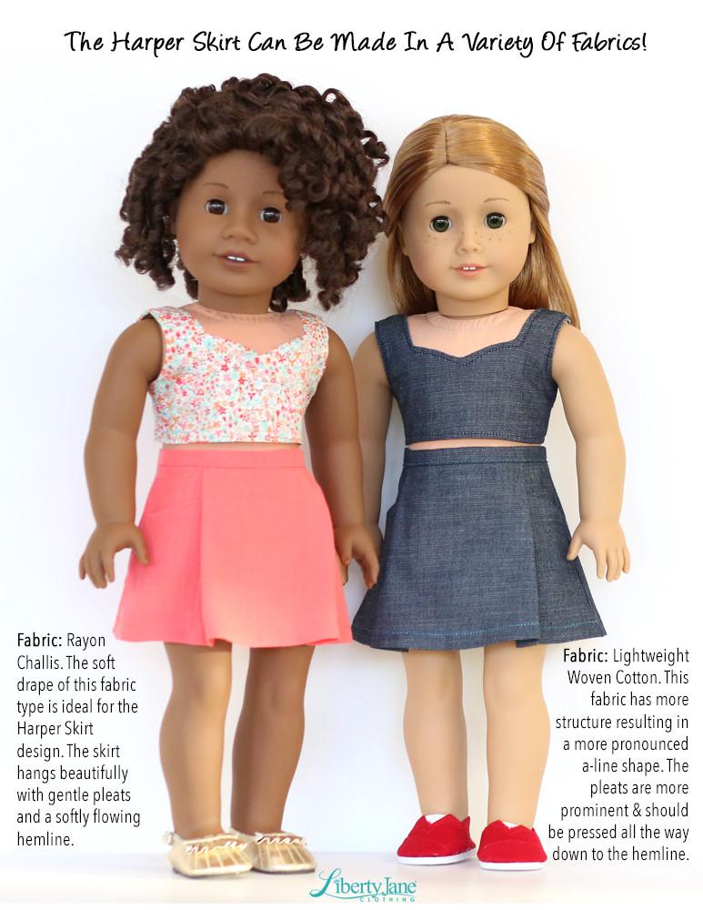 Liberty Jane 18 Inch Modern Harper Skirt 18" Doll Clothes Pattern Pixie Faire