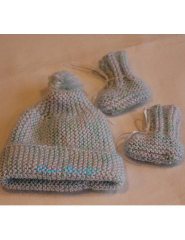 Prairie Wind Girl Bitty Baby/Twin Baby Bailey Knit Hat and Booties Knitting Pattern Pixie Faire