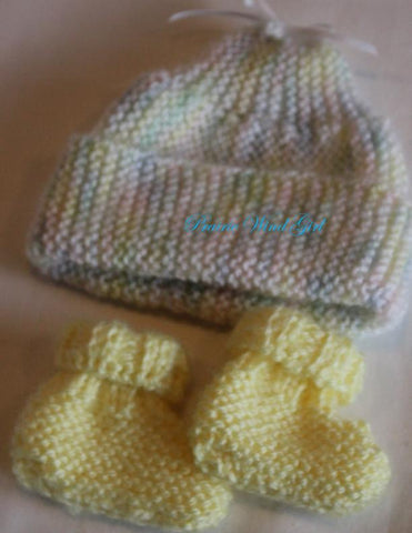 Prairie Wind Girl Bitty Baby/Twin Baby Bailey Knit Hat and Booties Knitting Pattern Pixie Faire