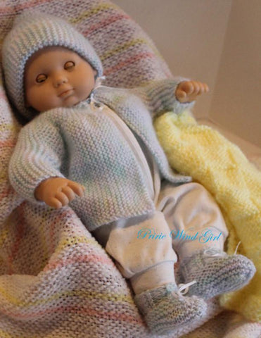 Prairie Wind Girl Bitty Baby/Twin Baby Bailey Knit Hat and Booties Knitting Pattern Pixie Faire
