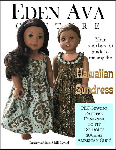 Eden Ava 18 Inch Modern Hawaiian Sundress 18" Doll Clothes Pattern Pixie Faire