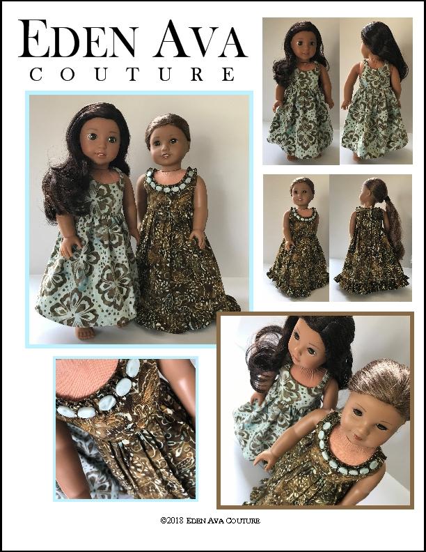 Eden Ava 18 Inch Modern Hawaiian Sundress 18" Doll Clothes Pattern Pixie Faire