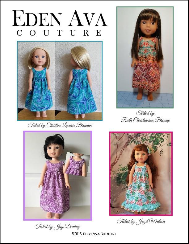 Eden Ava WellieWishers Hawaiian Sundress 14.5" Doll Clothes Pattern Pixie Faire