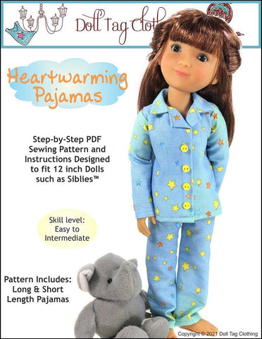 Doll Tag Clothing Siblies Heartwarming Pajamas 12" Siblies™ Doll Clothes Pattern Pixie Faire