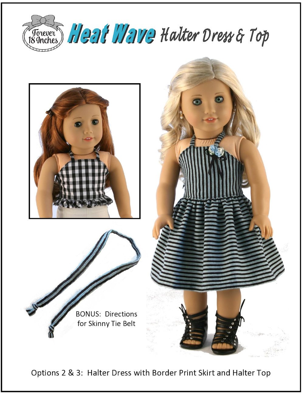 Forever 18 Inches 18 Inch Modern Heat Wave Halter Dress & Top 18" Doll Clothes Pixie Faire