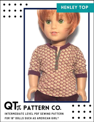 QTπ Pattern Co 18 Inch Modern Henley 18" Doll Clothes Pixie Faire