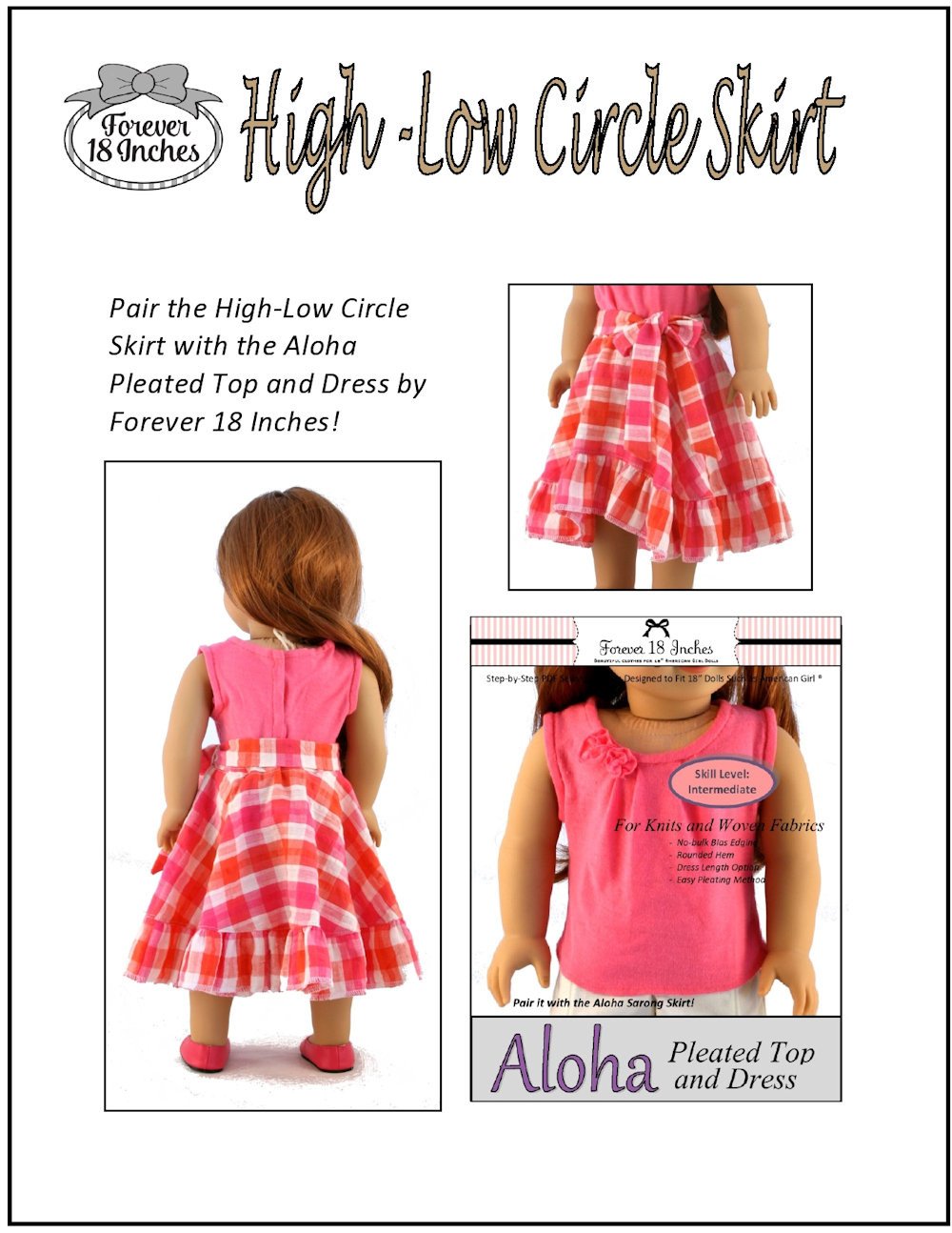 Forever 18 Inches 18 Inch Modern High-Low Circle Skirt 18" Doll Clothes Pixie Faire