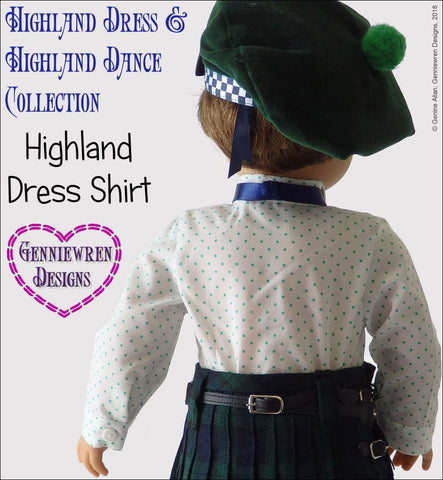 Genniewren 18 Inch Modern Highland Dress Shirt 18" Doll Clothes Pattern Pixie Faire