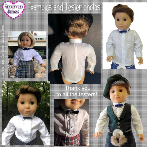 Genniewren 18 Inch Modern Highland Dress Shirt 18" Doll Clothes Pattern Pixie Faire