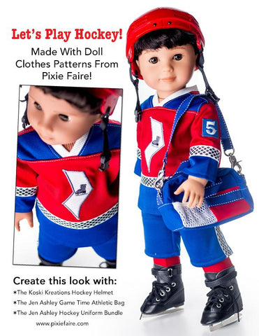 Jen Ashley Doll Designs 18 Inch Modern Lighting Lamps Hockey Uniform 18" Doll Clothes Pattern Pixie Faire