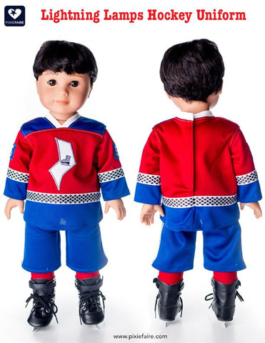 Jen Ashley Doll Designs 18 Inch Modern Lighting Lamps Hockey Uniform 18" Doll Clothes Pattern Pixie Faire