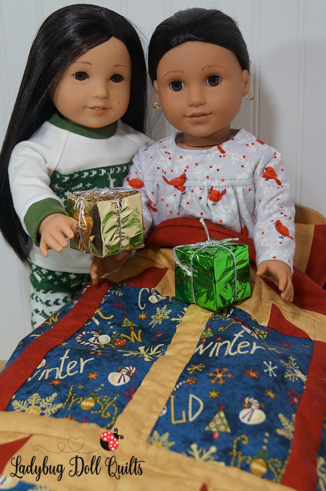 Ladybug Doll Quilts Quilt Holiday Presents 18" Doll Quilt Pattern Pixie Faire