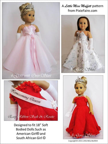 Little Miss Muffett 18 Inch Modern Homecoming Queen 18" Doll Clothes Pattern Pixie Faire