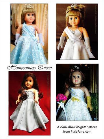 Little Miss Muffett 18 Inch Modern Homecoming Queen 18" Doll Clothes Pattern Pixie Faire