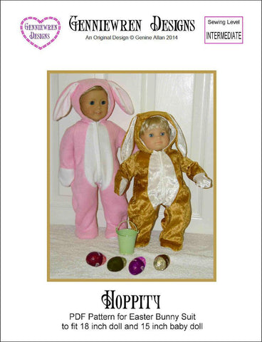 Genniewren 18 Inch Modern Hoppity Easter Bunny Outift 18" Doll Clothes Pattern Pixie Faire