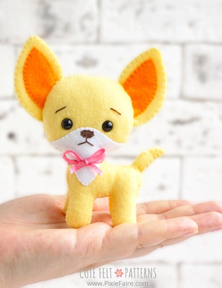 Cute Felt Patterns Hand Sewing iChihuahua 5" Felt Plush Hand Sewing Pattern Pixie Faire