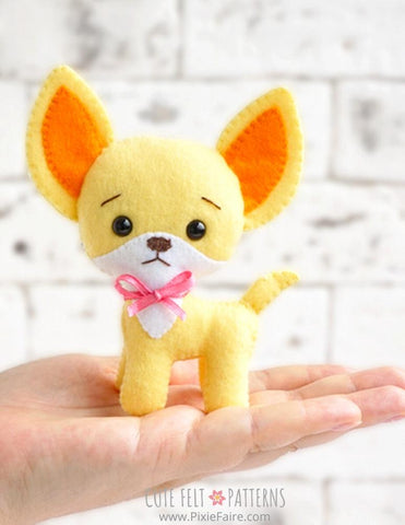 Cute Felt Patterns Hand Sewing iChihuahua 5" Felt Plush Hand Sewing Pattern Pixie Faire