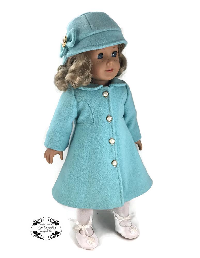 Crabapples 18 Inch Modern Classic Coat and Hat 18" Doll Clothes Pattern Pixie Faire