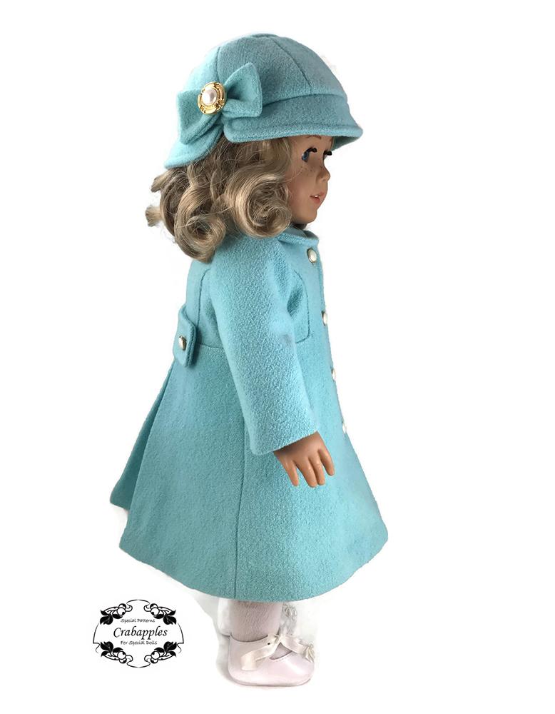 Crabapples 18 Inch Modern Classic Coat and Hat 18" Doll Clothes Pattern Pixie Faire