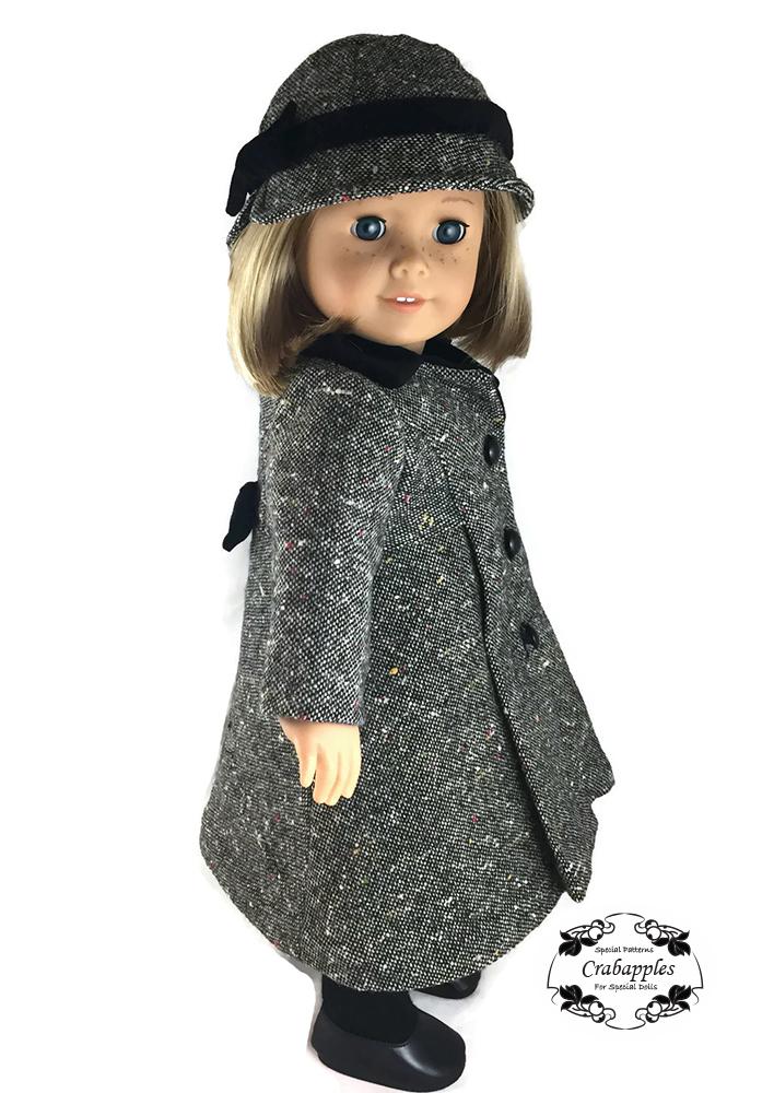 Crabapples 18 Inch Modern Classic Coat and Hat 18" Doll Clothes Pattern Pixie Faire