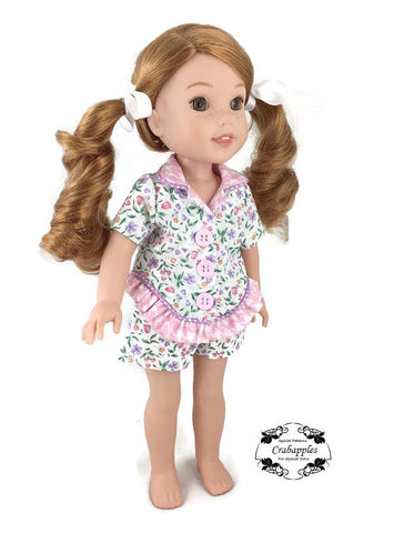 Crabapples WellieWishers Pajama Party 14.5 Inch Doll Clothes Pattern Pixie Faire