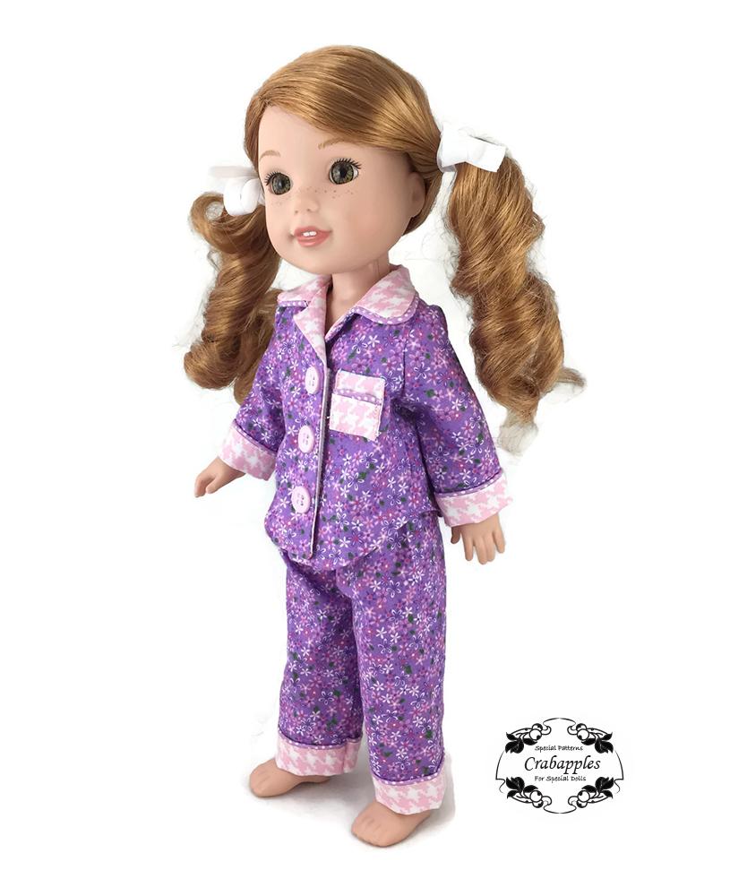 Crabapples WellieWishers Pajama Party 14.5 Inch Doll Clothes Pattern Pixie Faire