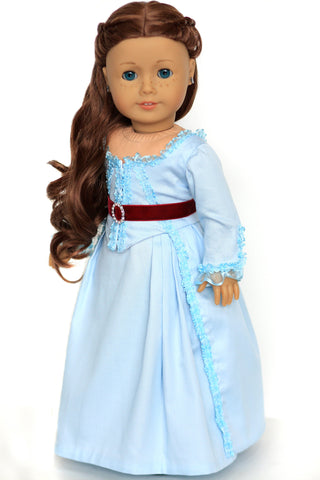 Thimbles and Acorns 18 Inch Historical Marie Antoinette Zone Front Gown 18" Doll Clothes Pixie Faire