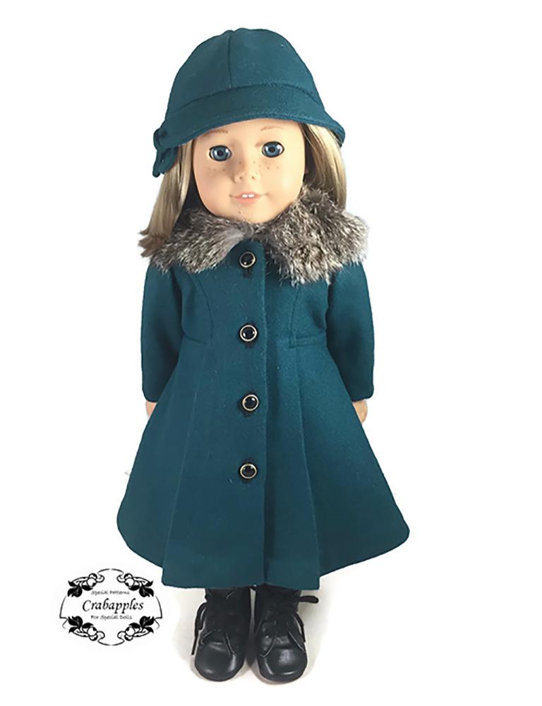 Crabapples 18 Inch Modern Classic Coat and Classic Hat Bundle 18" Doll Clothes Pattern Pixie Faire