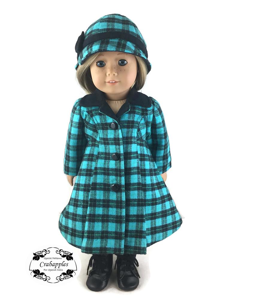Crabapples 18 Inch Modern Classic Coat and Hat 18" Doll Clothes Pattern Pixie Faire