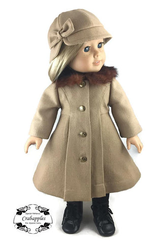 Crabapples 18 Inch Modern Classic Coat and Classic Hat Bundle 18" Doll Clothes Pattern Pixie Faire