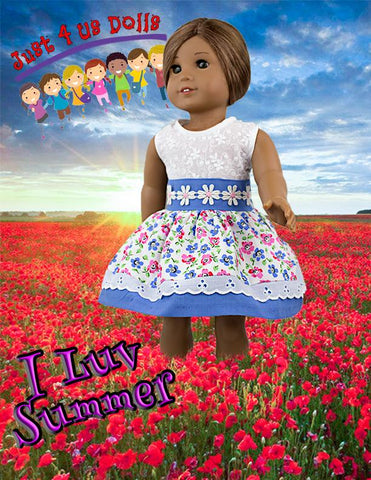 Just 4 Us Dolls 18 Inch Modern I Luv Summer 18" Doll Clothes Pattern Pixie Faire