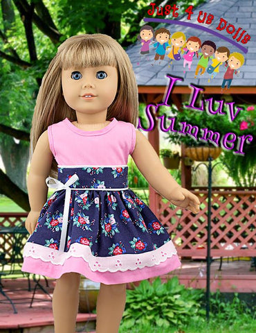 Just 4 Us Dolls 18 Inch Modern I Luv Summer 18" Doll Clothes Pattern Pixie Faire