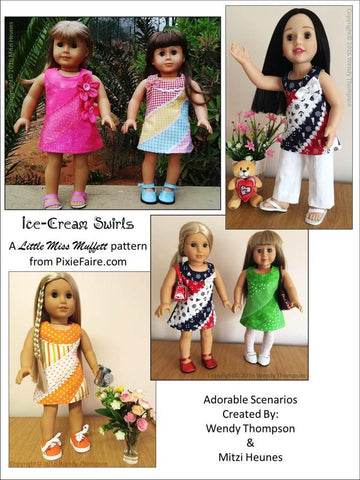 Little Miss Muffett 18 Inch Modern Ice-Cream Swirls 18" Doll Clothes Pattern Pixie Faire