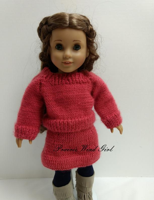 Prairie Wind Girl Knitting Eabha Knit Sweater 18" Doll Knitting Pattern Pixie Faire