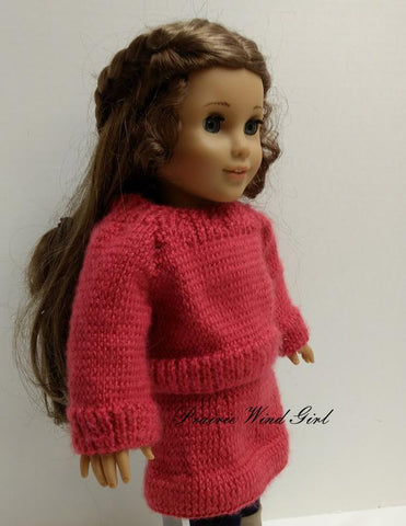 Prairie Wind Girl Knitting Eabha Knit Sweater 18" Doll Knitting Pattern Pixie Faire