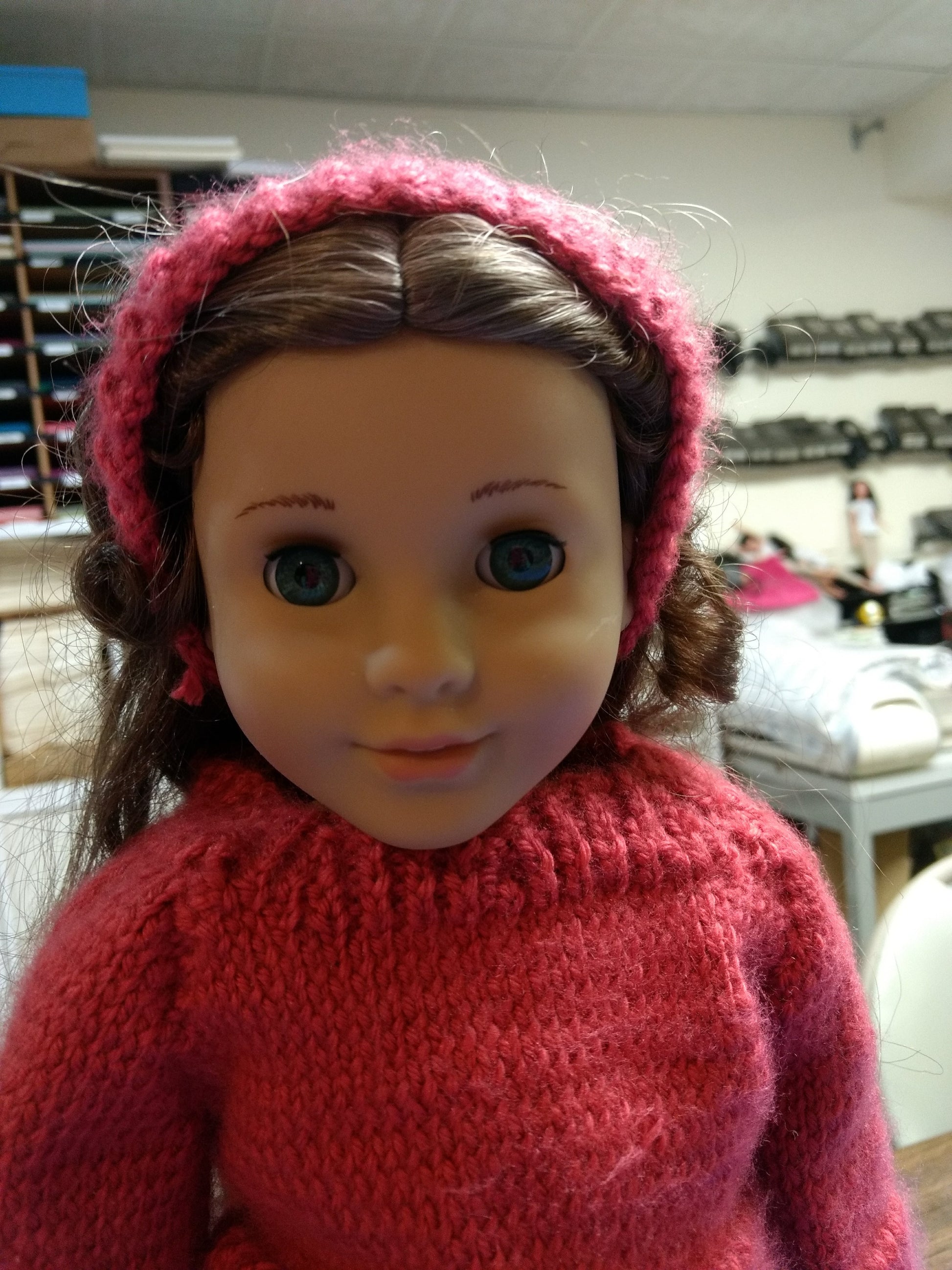 Prairie Wind Girl Knitting Eabha Knit Sweater 18" Doll Knitting Pattern Pixie Faire
