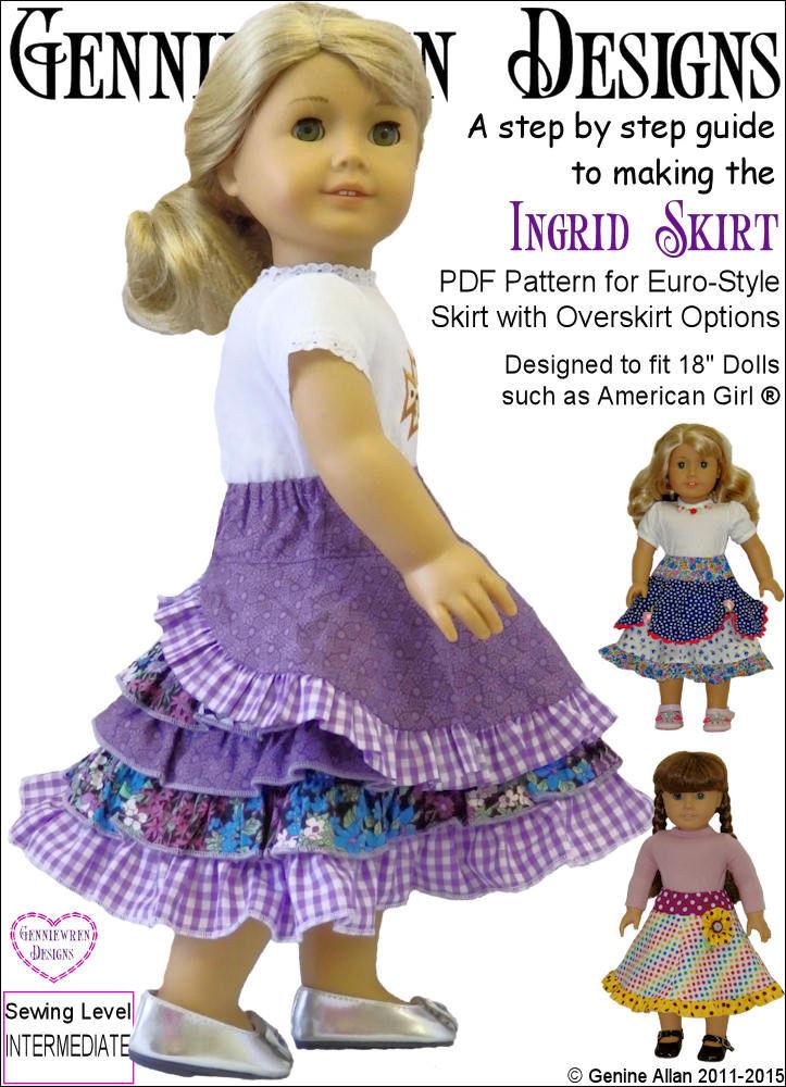 Genniewren 18 Inch Modern Ingrid Skirt 18" Doll Clothes Pixie Faire