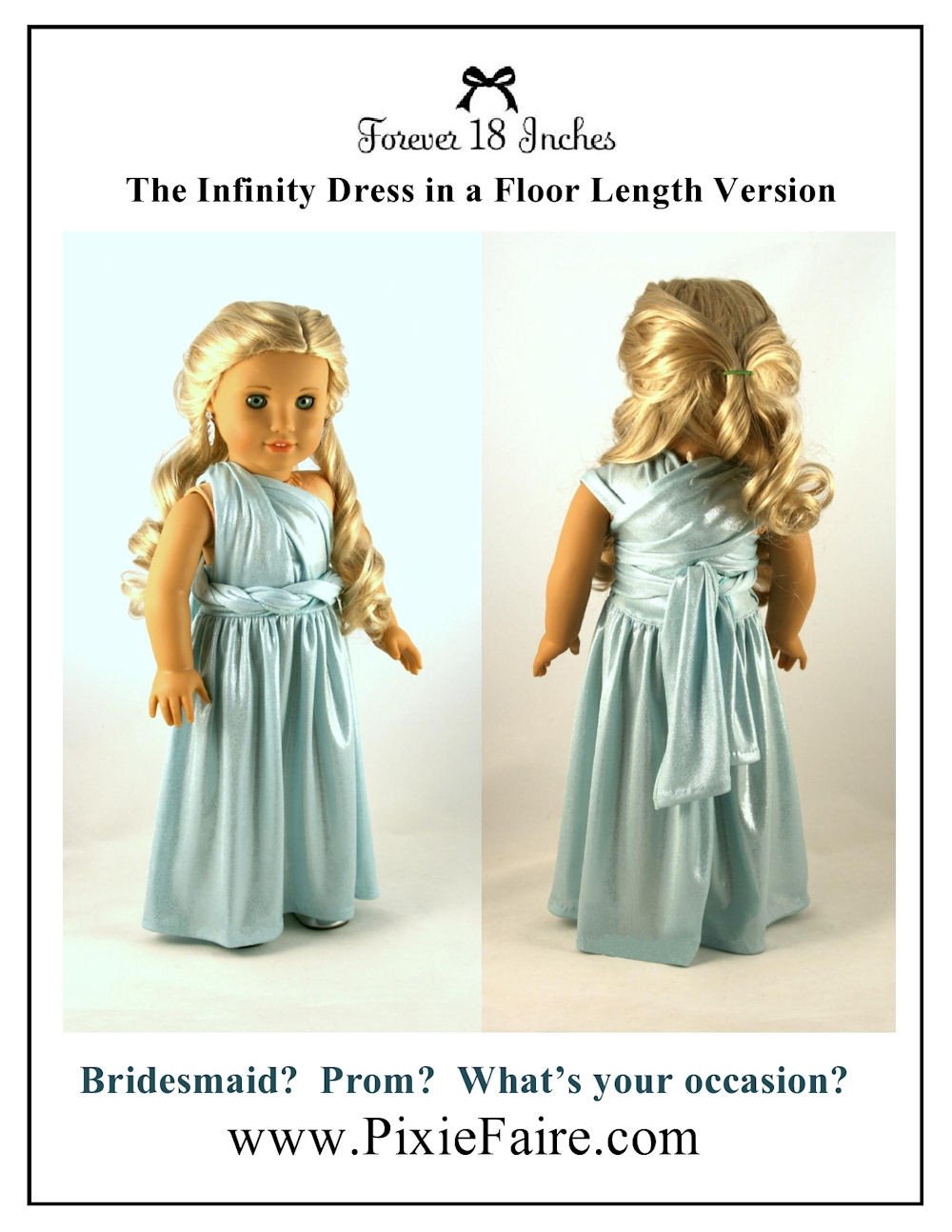 Forever 18 Inches 18 Inch Modern Infinity Dress 18" Doll Clothes Pattern Pixie Faire