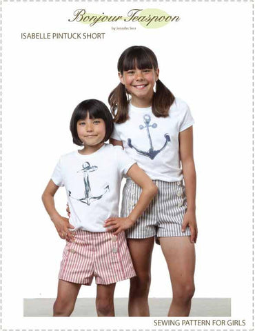 Bonjour Teaspoon Girls Isabelle Pintuck Short Pattern for Girls Pixie Faire