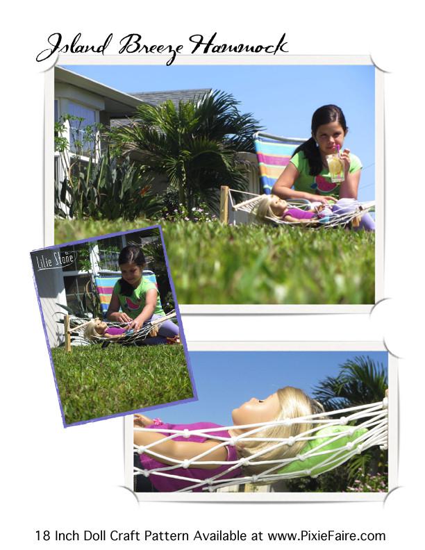 Lilie Stone 18 Inch Modern Island Breeze Hammock 18" Doll Furniture Pixie Faire