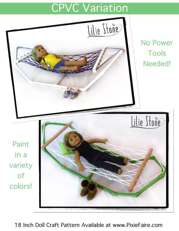 Lilie Stone 18 Inch Modern Island Breeze Hammock 18" Doll Furniture Pixie Faire